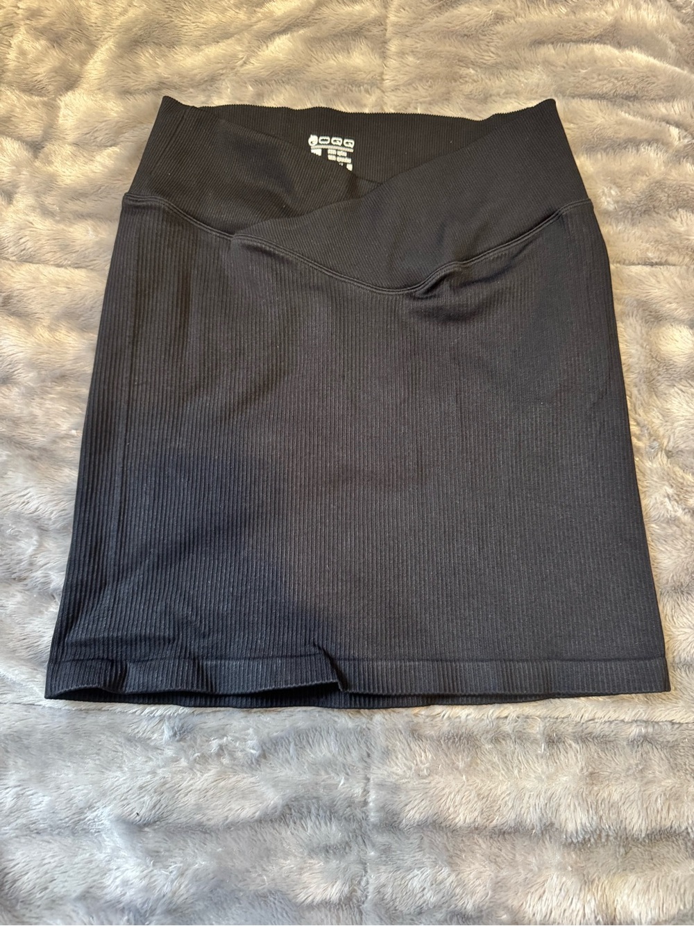 OQQ Black Ribbed Stretch Mini Skirt - Women